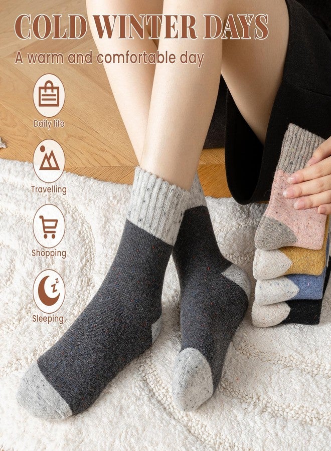 coclothy Wool Socks for Women - Wool Socks Womens Winter, Boot Sock for Women Men Thick Knit Soft Womens Crew Sock, Yellow/Pink/Blue/Gray/Black - Image 4